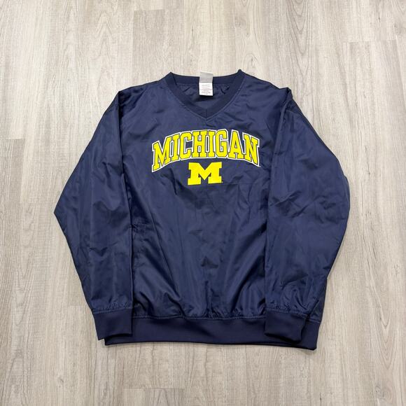 Vintage Michigan Wolverines Windbreaker Jacket Men's Large Blue Yellow y2k UofM - Picture 1 of 8